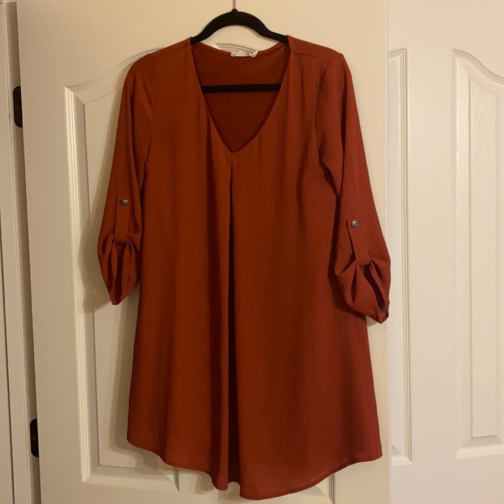Burnt orange long sleeve dress